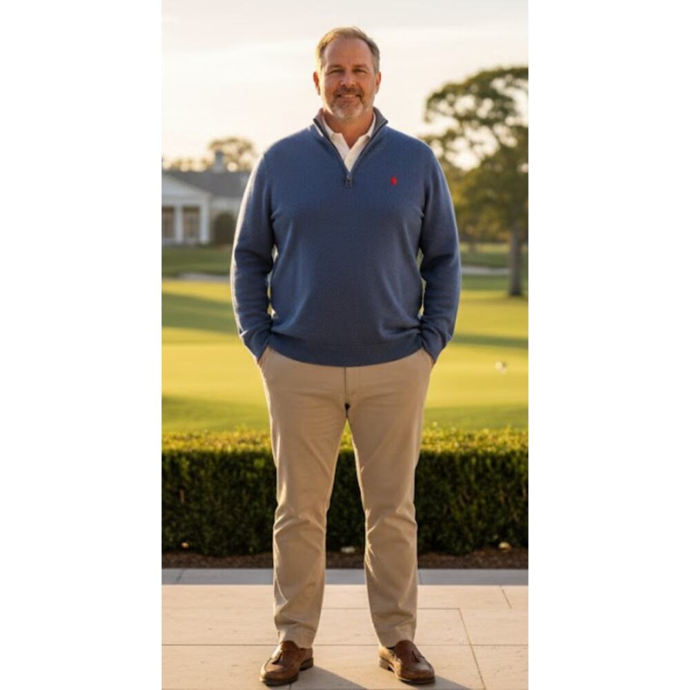 Polo Ralph Lauren Performance Quarter Zip 3XL Tall Grey Blue Red Pony